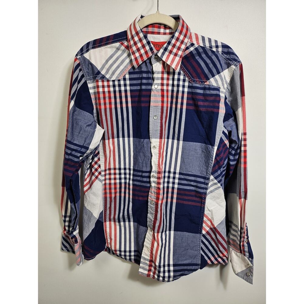 Patron Cito Men's Pearl Snap Button Up Casual Western Shirt Size M - Vintage USA